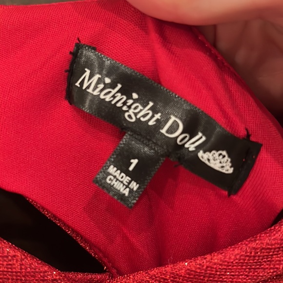 Red shimmer sparkle cocktail holiday party dress.  Teen/preteen.  XS. - Picture 4 of 4